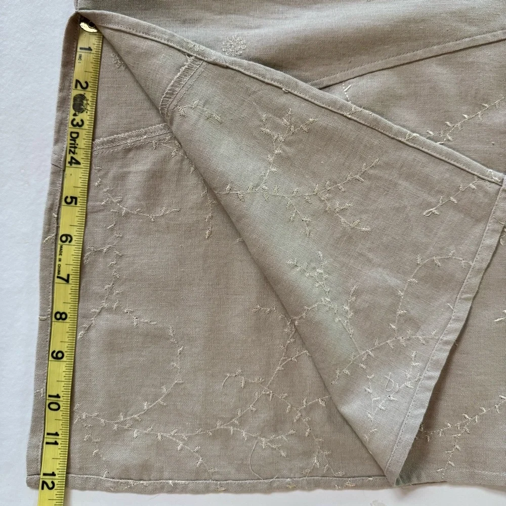 Linen Blend Sleeveless Embroidered Eyelet Maxi Dress (S) - Picture 11 of 16